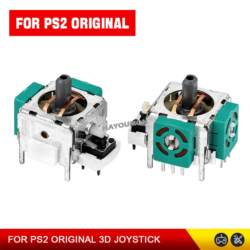 Teal and silver ps2 original analog stick joystick replacement components for precise gaming control.