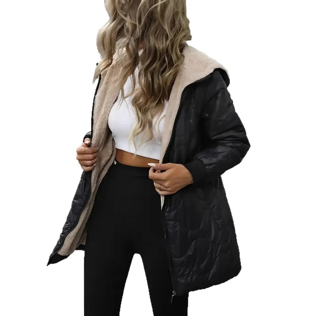 Women's Winter Jackets 2026 Hooded Mid-Length Loose Casual Outerwear Comfortable Street Style Polyester Padded Parka Coat