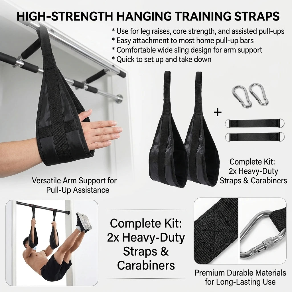 Ab Straps Heavy-Duty Home Gym Training for Fitness Enthusiasts Tear Resistant Hanging Leg Raise Core Workout Equipment