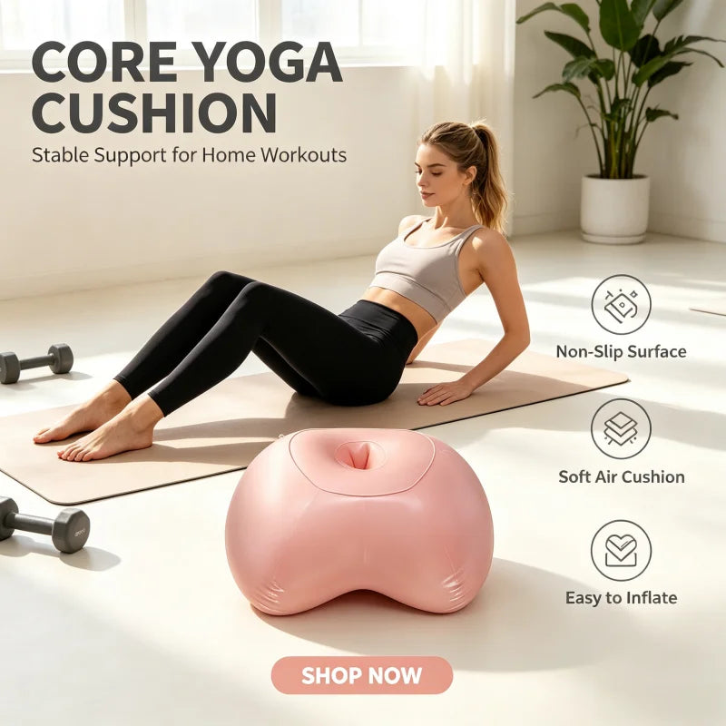 Portable Inflatable Pillow Dual‑Use As Inflatable Yoga Ball Soft Balance Trainer Cushion for Home Fitness Yoga Pilates Exercise