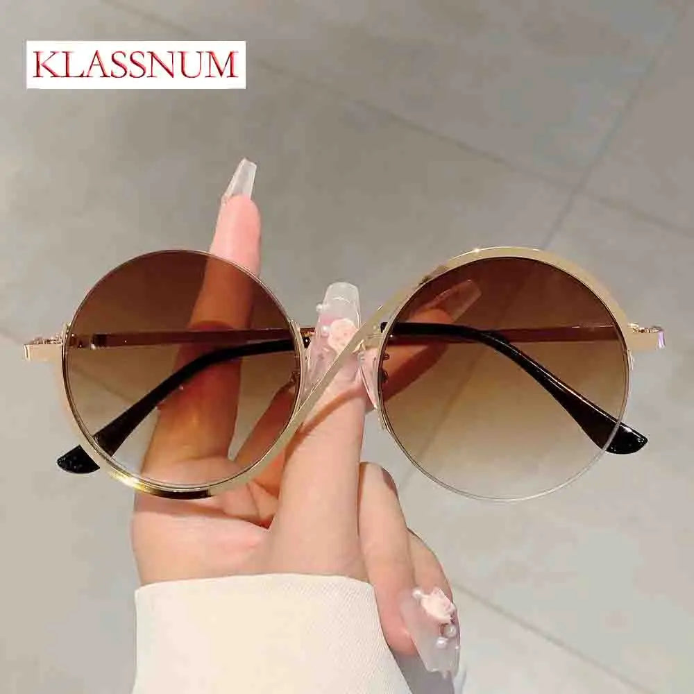 Oversized Sunglasses Anti-Slip Retro Sun Glasses Uv400 Eyewear Half-Frame Round Frame Sunglasses For Driving Fashionable Outfits