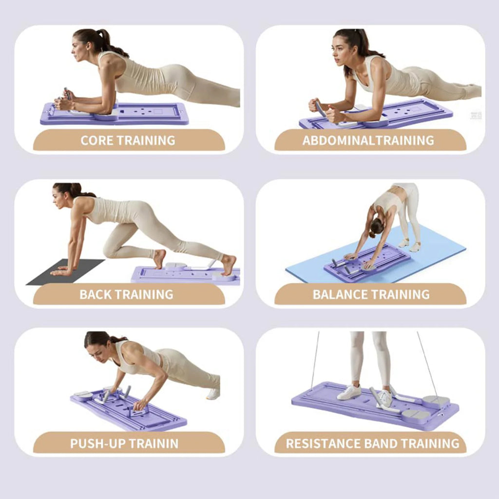 At Home Pilates Board Foldable 4-in-1 Exercise  Wheel Roller Exercise Equipment for Home Gym Workout  Trainer Pilate Board
