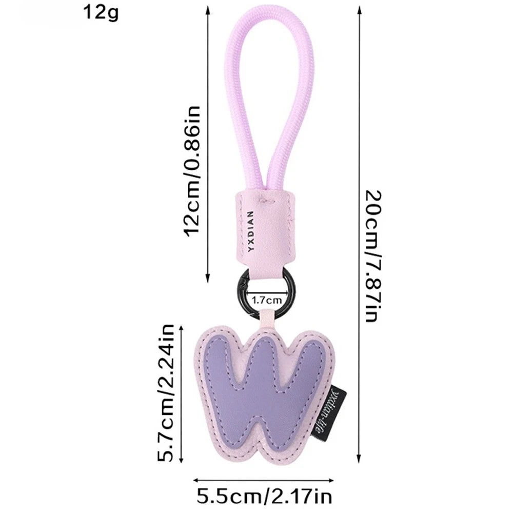 A To Z Leather Initials Keychain Braied Wristband Pendant Keyring for Women Men Car Bag Charms Camera Phone Case Accessories
