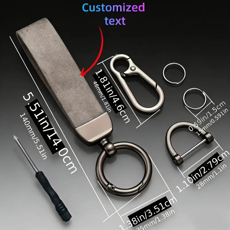 Custom Name Leather Keychain with Zinc Alloy, Personalized Text Key Tag,Ideal Gift for Him on Father's Day Valentine's Christmas