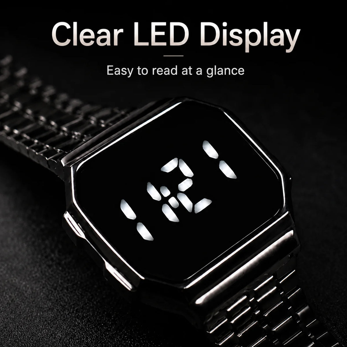 New Arrival Men's Stylish Minimalist Versatile Steel Strap Digital Watch with Touch Screen LED Display, Couple Digital Watch