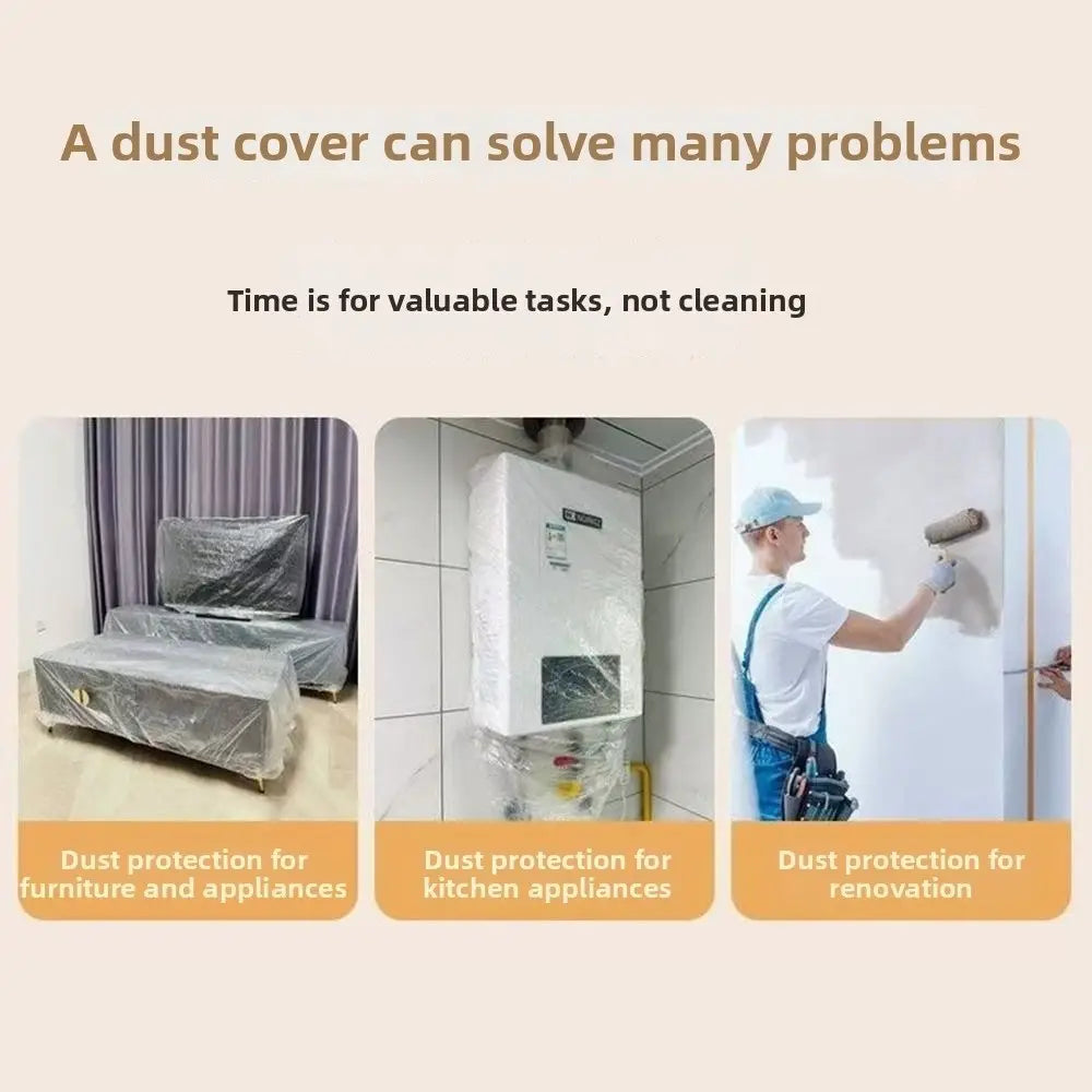 Housse de protection en plastique transparent issue d’un ensemble de housses de protection imperméables pour meubles en plastique, conçue pour protéger contre la poussière et l’humidité.