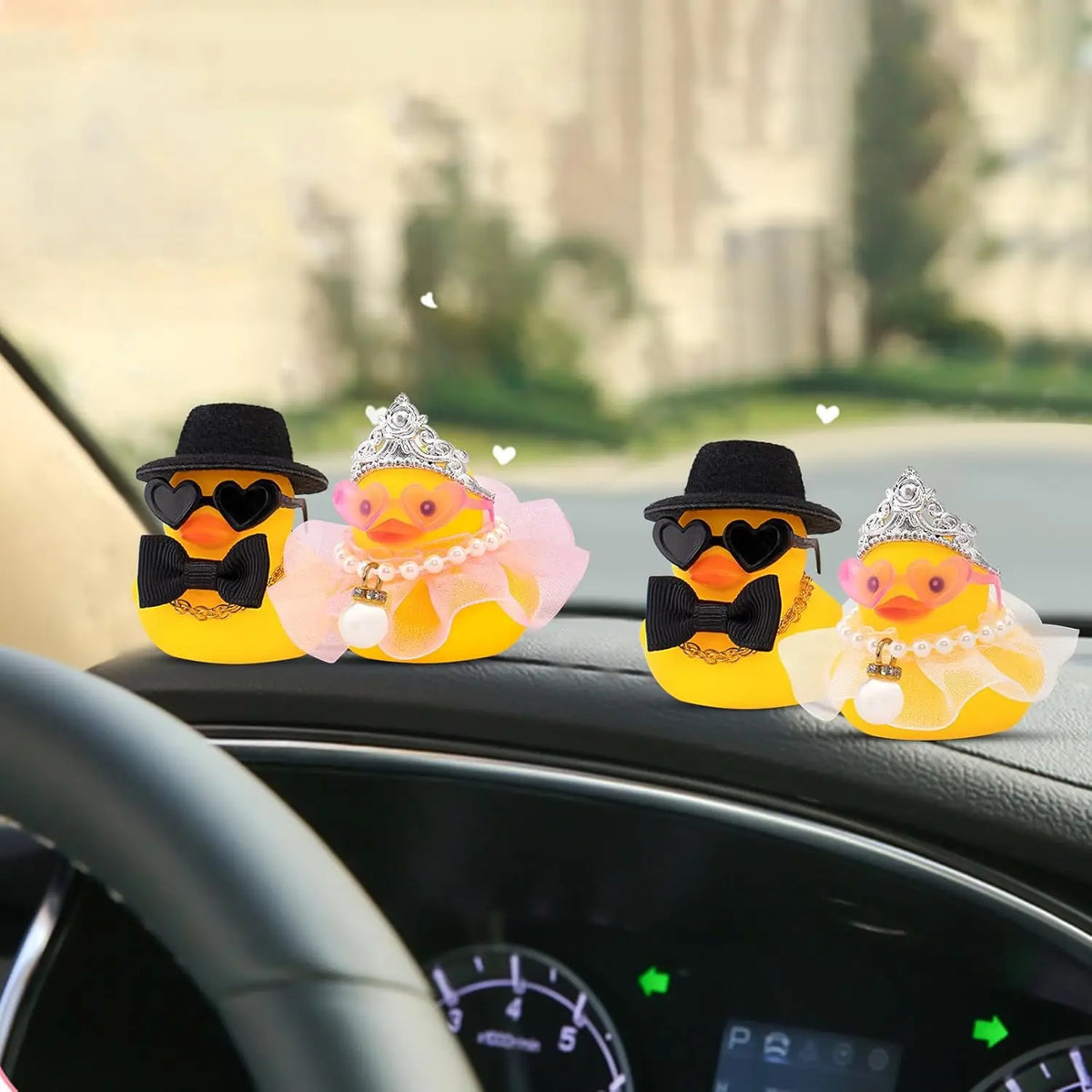Wedding Little Yellow Duck Bride and Groom Car Dashboard Decoration Valentine's Day Couple Gift Ceremony Home Car Ornaments