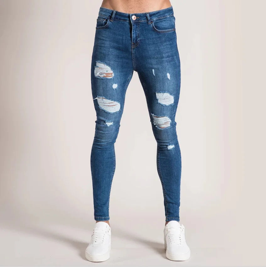 2025 New Summer Men's Denim Pants Old Blue Washed Male Jeans Straight Casual Menwear Loose Wide Leg Trousers New Fashion