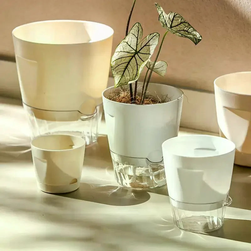 Self Watering Plant Pots Indoor Modern Plastic Planters For Orchid Succulent Herb Flower Home Office Decor