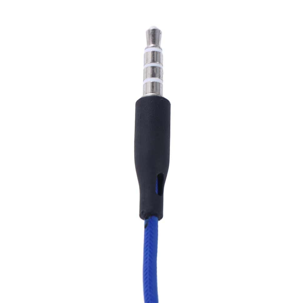 Câble audio tressé bleu avec manchon en caoutchouc noir et connecteur mâle 3,5 mm argenté pour écouteurs à double dynamique, casque stéréo filaire 3,5 mm.