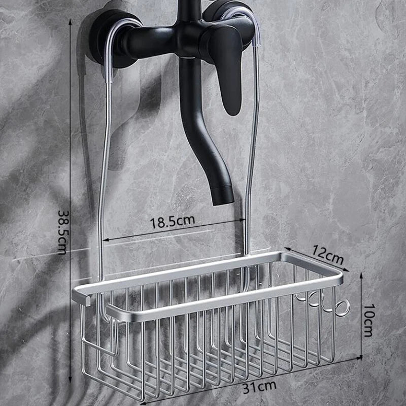 Aluminum Bathroom Shelf - Adjustable Shower Storage Organizer with Rustproof Shampoo Holder & Bath Basket Accessories