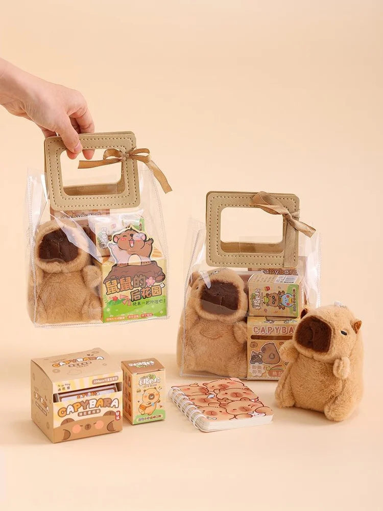 Stationery Set for Students: Kawaii Capybara Themed with Pen, Stickers, Notebook, Plush Charms, Handbag & Rewards