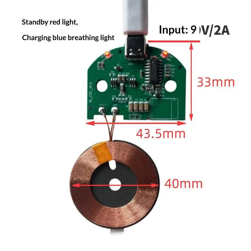 Wireless Charger Module 15W TYPE-C MICRO-USB Fast Charging PCBA Board for Power Supply DIY Project