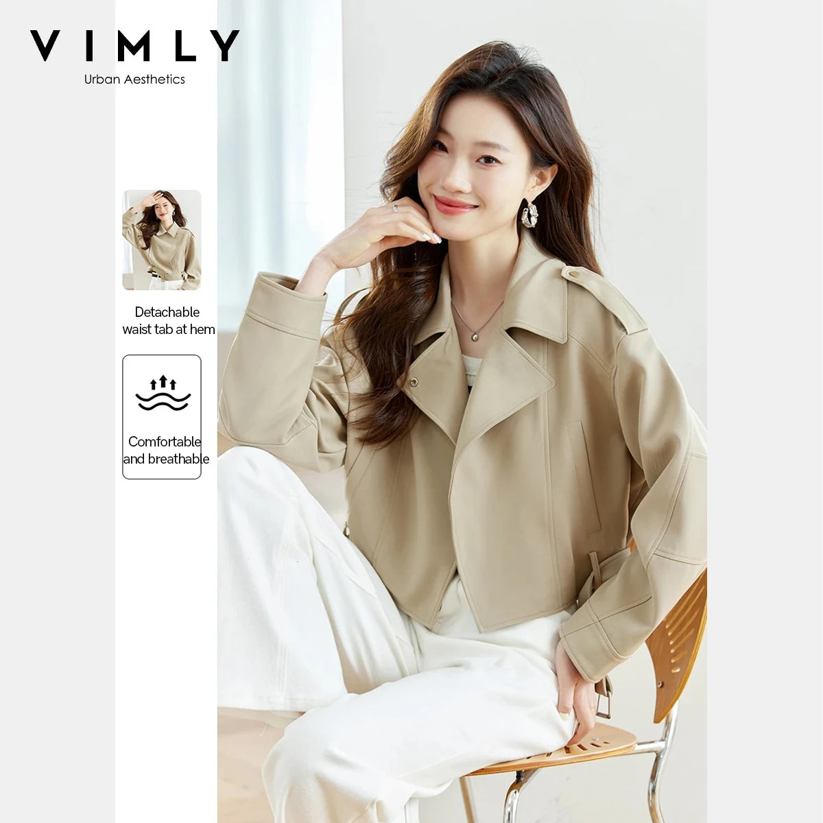 Women's Short Trench Coat Autumn 2026 Single Buttom Belted Turn-Down Collar Jackets Casual Fashion Versatile Outerwear 16698