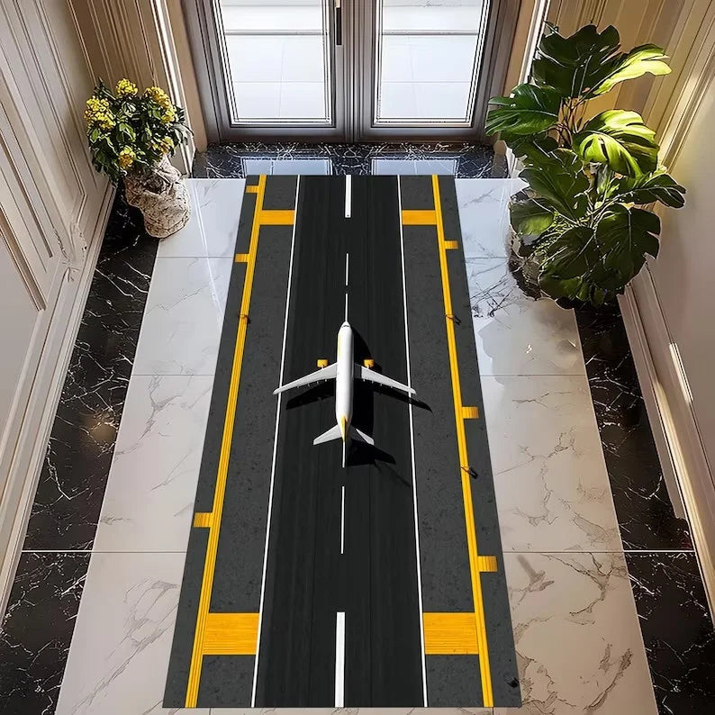 Home Use Runner Rug Vintage Airplane Runway Carpet Living Room Personalized Bedroom Bedside Sofa Home Decoration Floor Mat