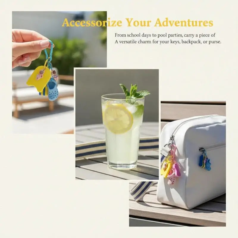 Cute Summer Beach Themed Keychains With Mini Clog Charm And Adorable Swimmer Pendant Perfect For Backpack Decoration Gifts