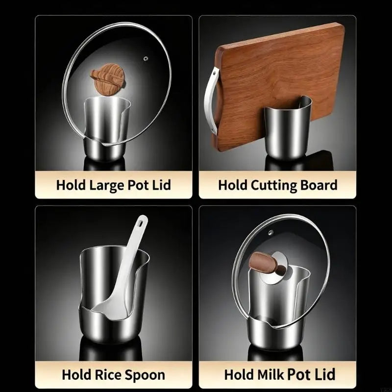 Kitchen Countertops Utensils Pot Lid Holder, Stainless Steel Cooking Utensils Stand, Vertical Organizers Tray for Daily Use and