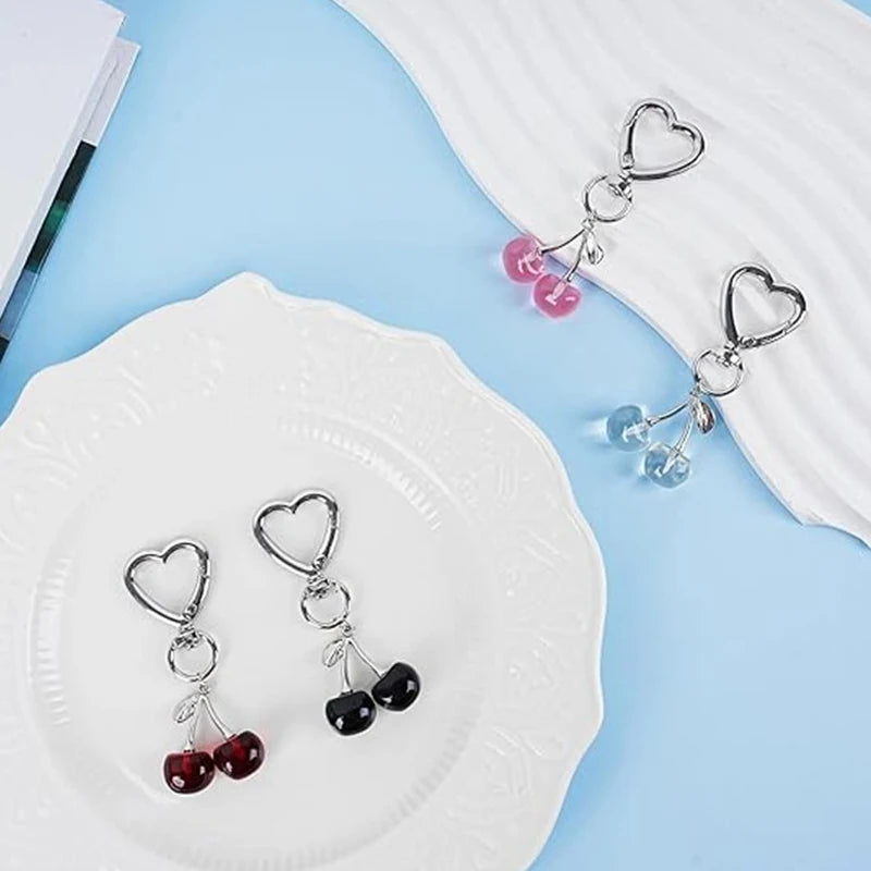 Cute Keyring Cherry Bag Charms Keychains Women Keychain for Bags Carabiner for Keys Accessories Wallet Chain Charm Fashion Gifts