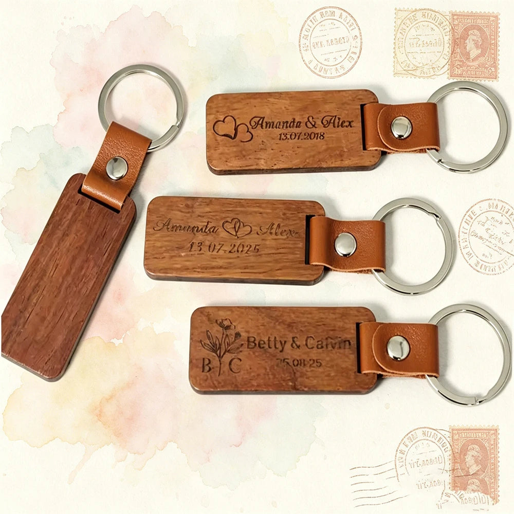 5/20/50Pcs Personalized Engraved Wood Key Chain - Custom Keychain Gift for Home Car Office, Birthday Anniversary Small Business