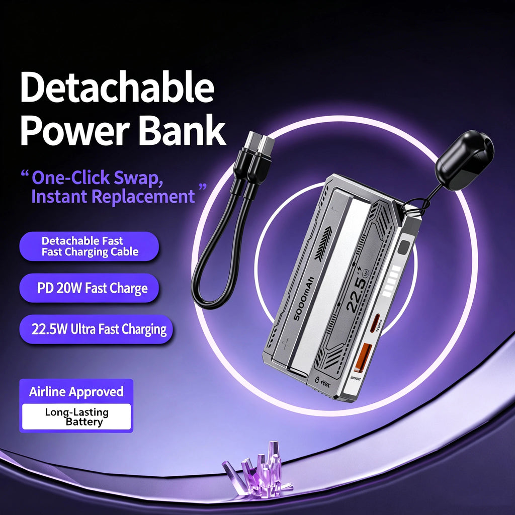 DIY Mini Portable Detachable Power Bank 22.5W Ultra Fast Charging 21700 Shell Removable PD Cable USB Type-C No Battery For Phone
