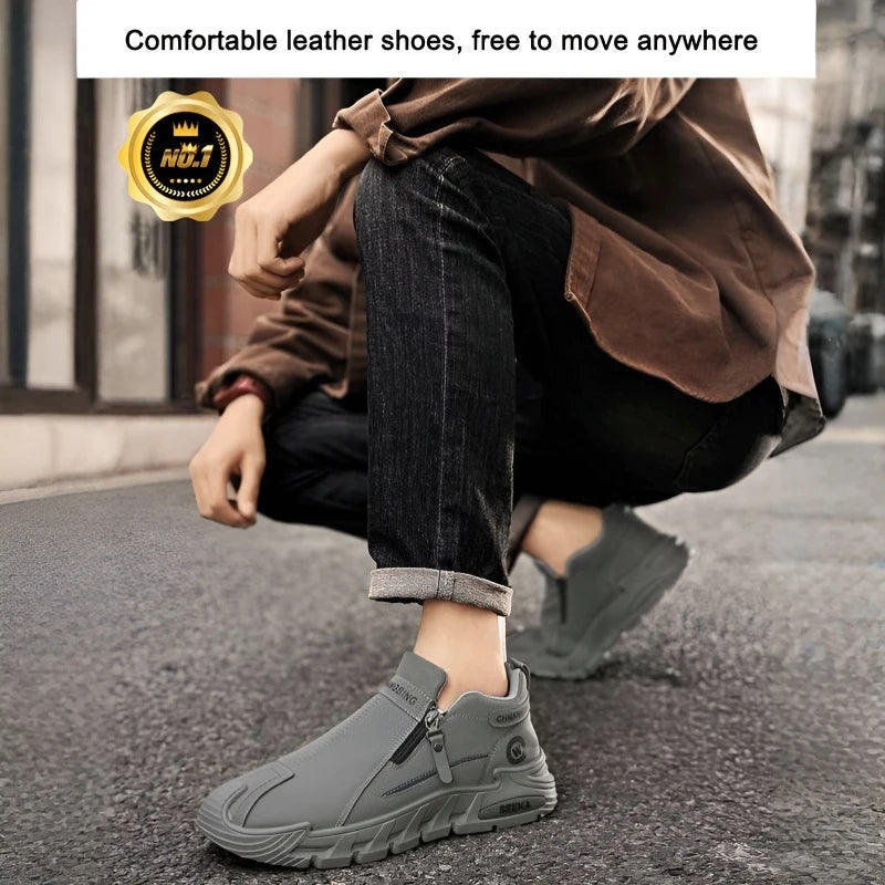 Men's Waterproof Casual Sneakers, Thick-Sole Wear-Resistant Sports Shoes, Non-Slip Comfortable Breathable, Fashionable Practical