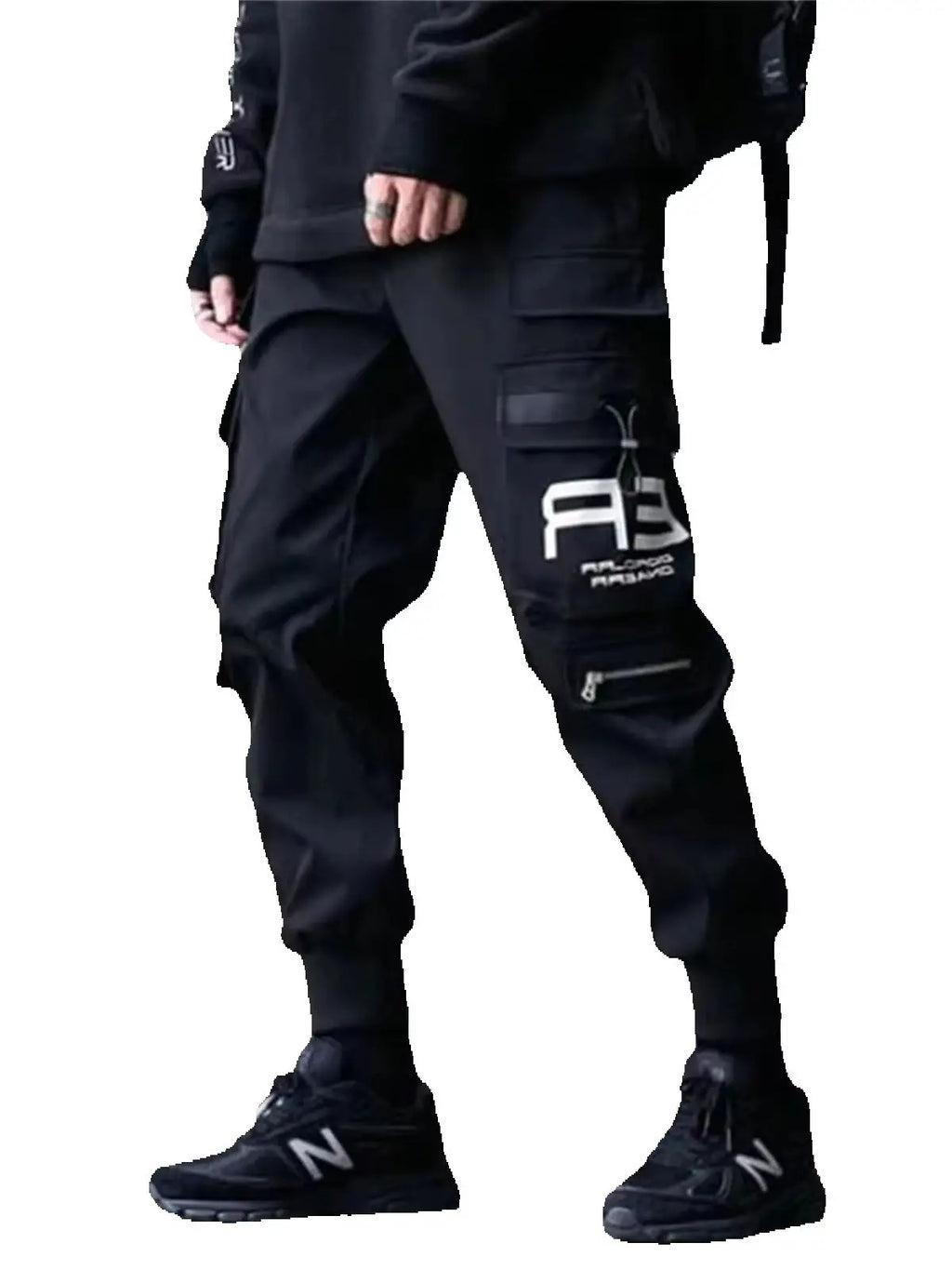 Joggers Cargo Pants for Men Casual Hip Hop Hit Color Pocket Male Trousers Sweatpants Streetwear Ribbons Techwear Pants