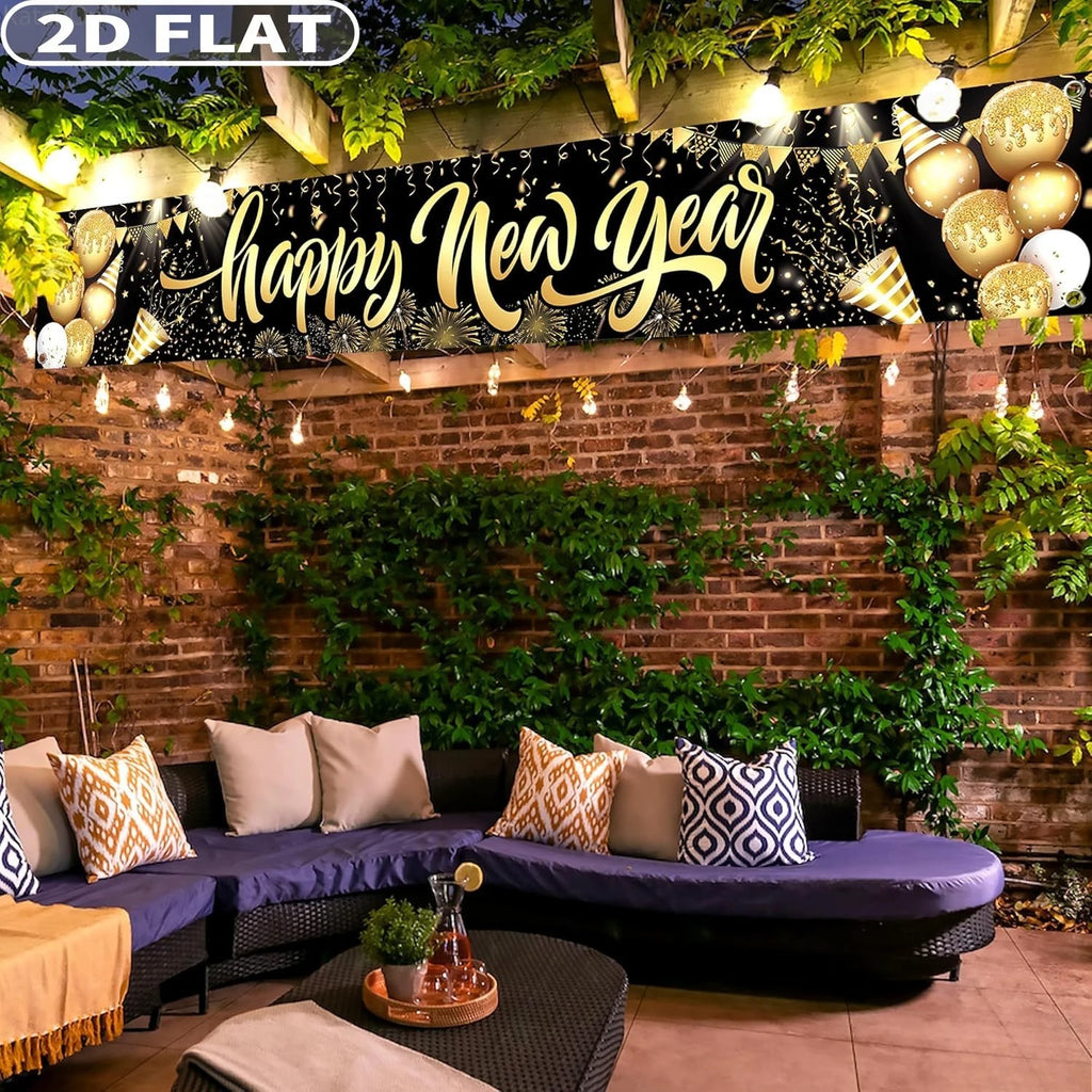 2D FLAT 1pc Happy New Year Studio Props Polyester Banner 2026 - New Year Yard Sign For NYE Decorations 2026 | New Years Decor