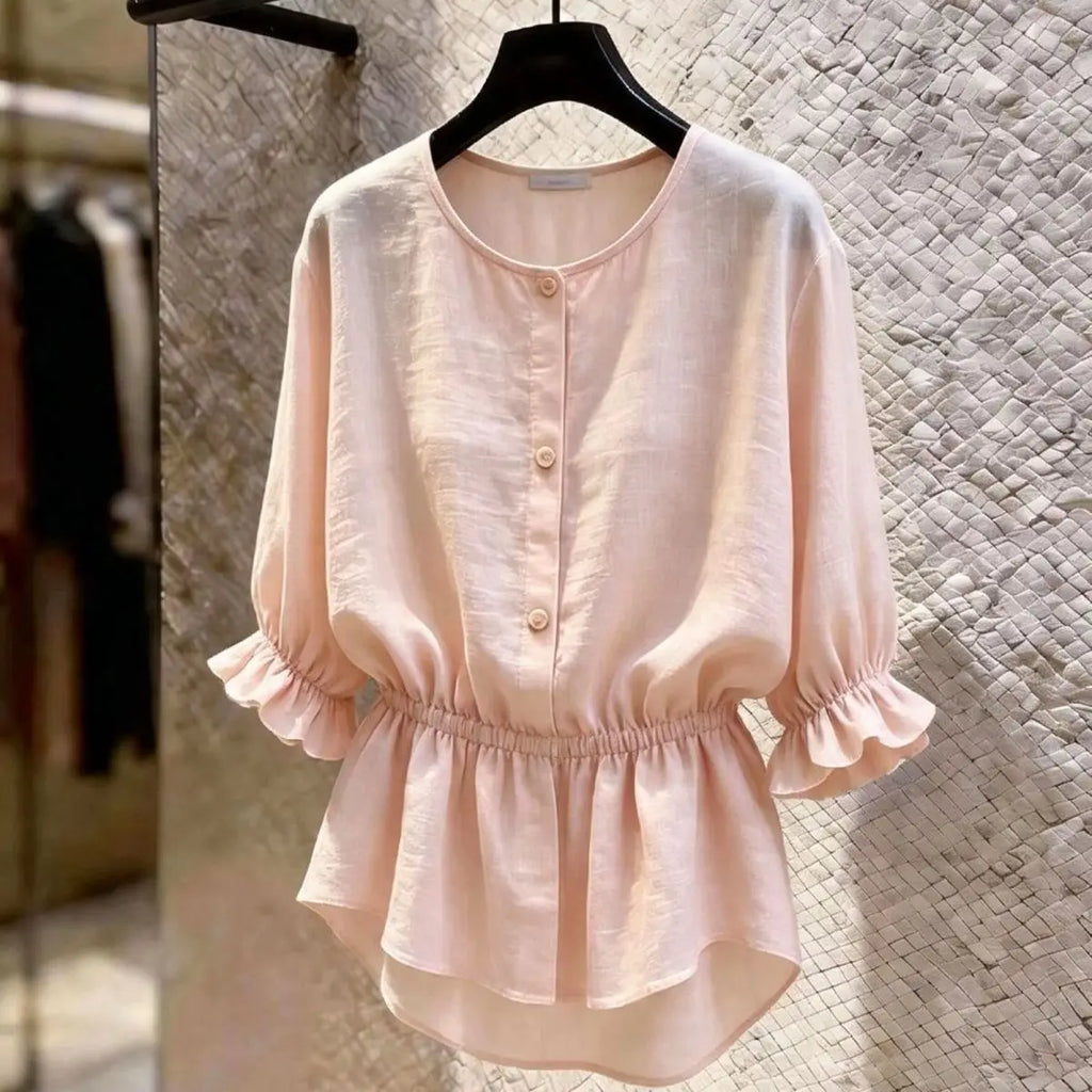 Chic French Waist Solid Shirt Women's Summer Lantern Sleeves Slim Commuter Top Fashion Korean Loose Blouse 2026 New Shirts