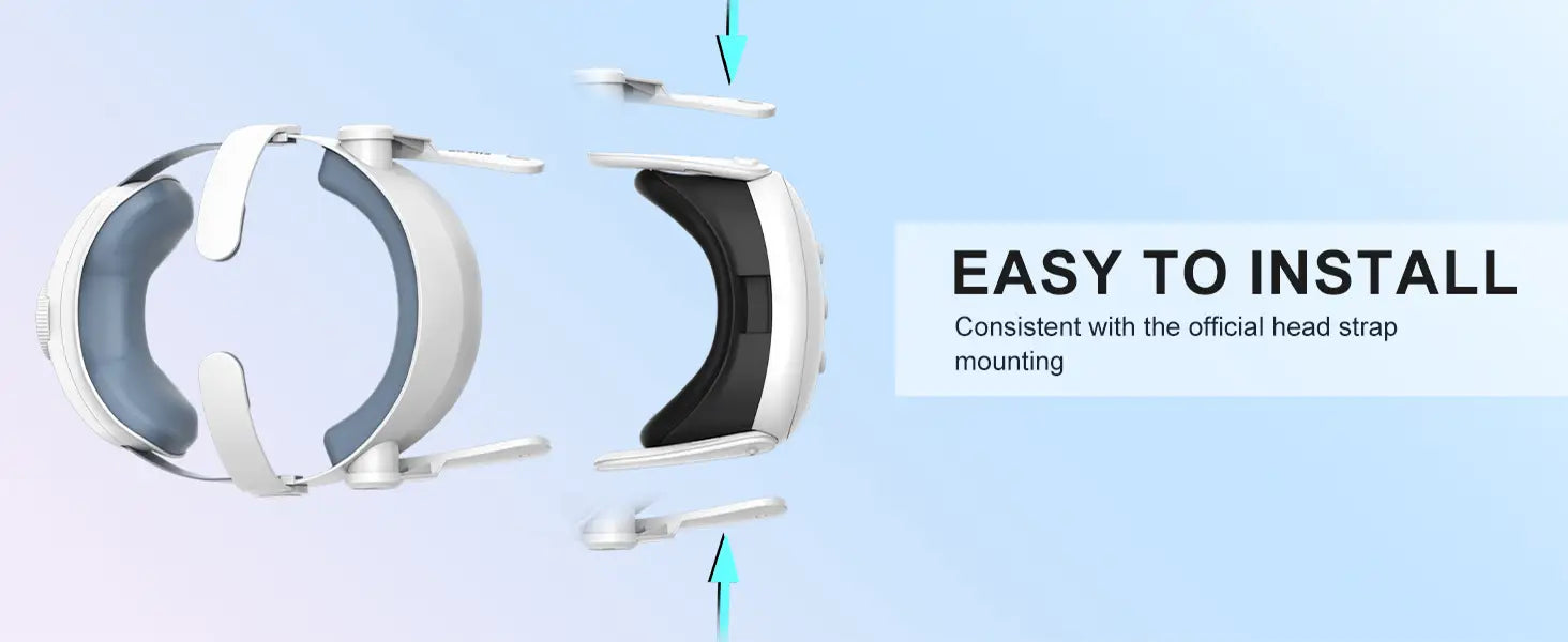 Sangle de casque Meta Quest blanche pour la réalité virtuelle, avec bande réglable et rembourrage intérieur noir