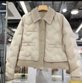 Women Cotton Padded Coats Autumn Winter Lightweight Fashion Turn-down Collar Quilted Jacket Outerwear Female Warm Overcoats