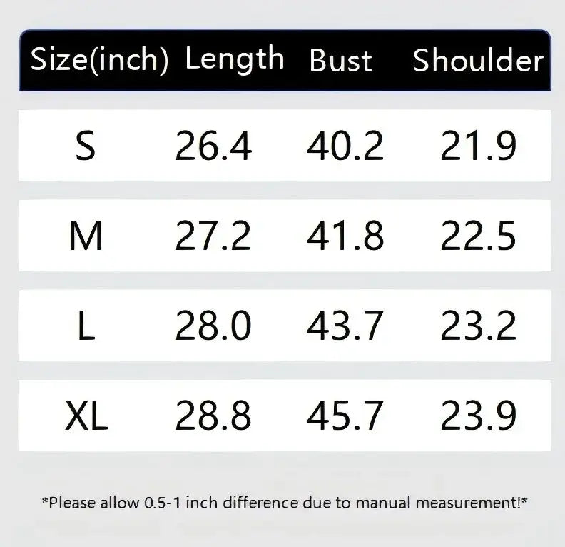 Tableau des tailles pour le pull gothique à jacquard squelette pour hommes, indiquant les mesures en pouces pour les tailles petites à extra large.
