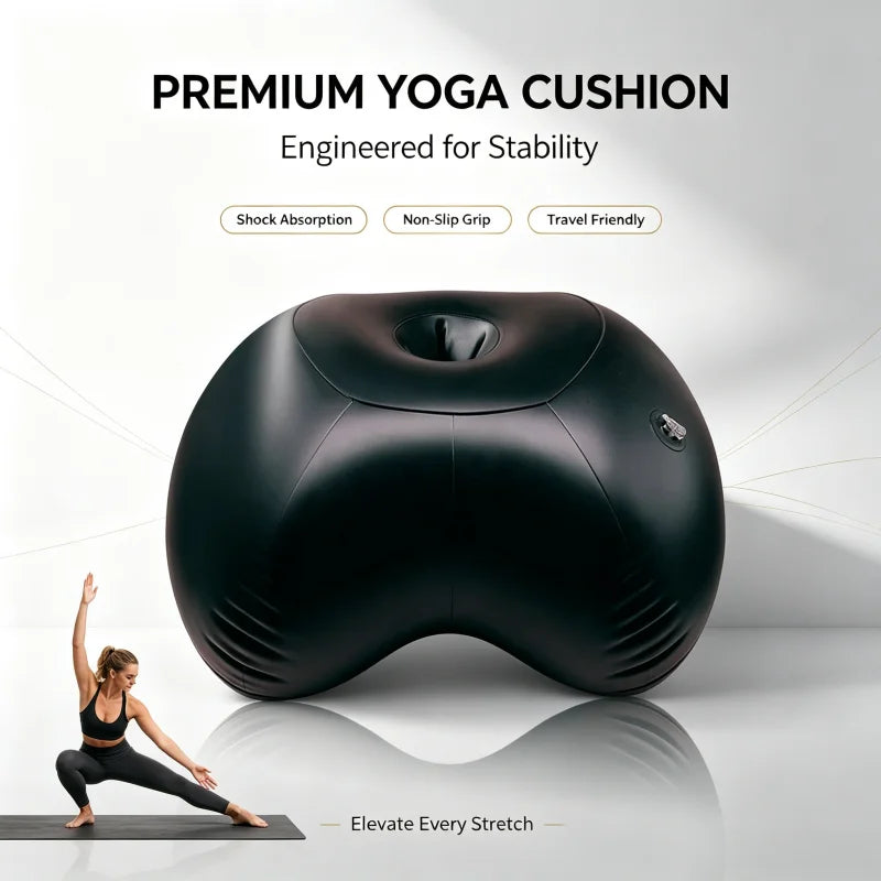 Dual Purpose Inflatable Pillow Multi‑Functional Inflatable Yoga Balance Ball Cushion for Home Gym Yoga Pilates Workout Training