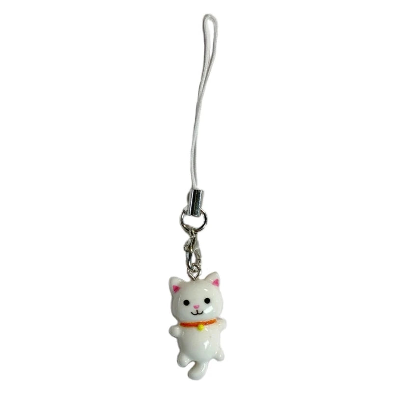Cute Cat Pendant Keychain Phone Strap Lanyard Strap Backpack Charm Accessories Car Keys Decoration Handmade Jewelry Gift