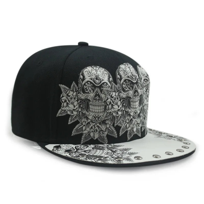 Men Hats Hip Hop Snapback Fancy Rivet Baseball Caps Street Dance Trendy Men's and Women's Flat Hat