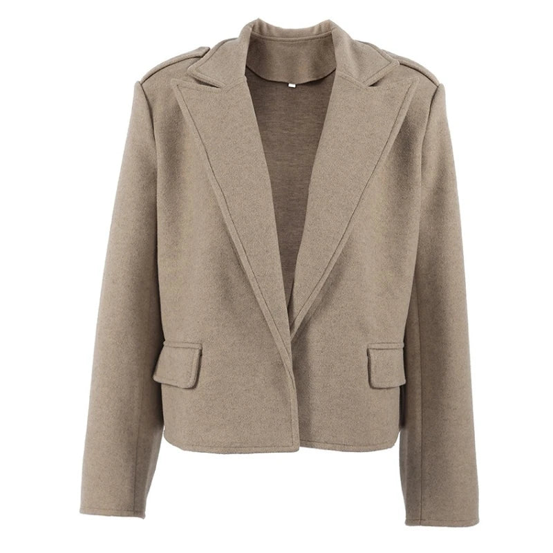 Women Wool Short Coats Jackets Blends Turn Down Collar Coat Thick Warm Y2k Streetwear Jacket Work Outerwear Autumn Winter