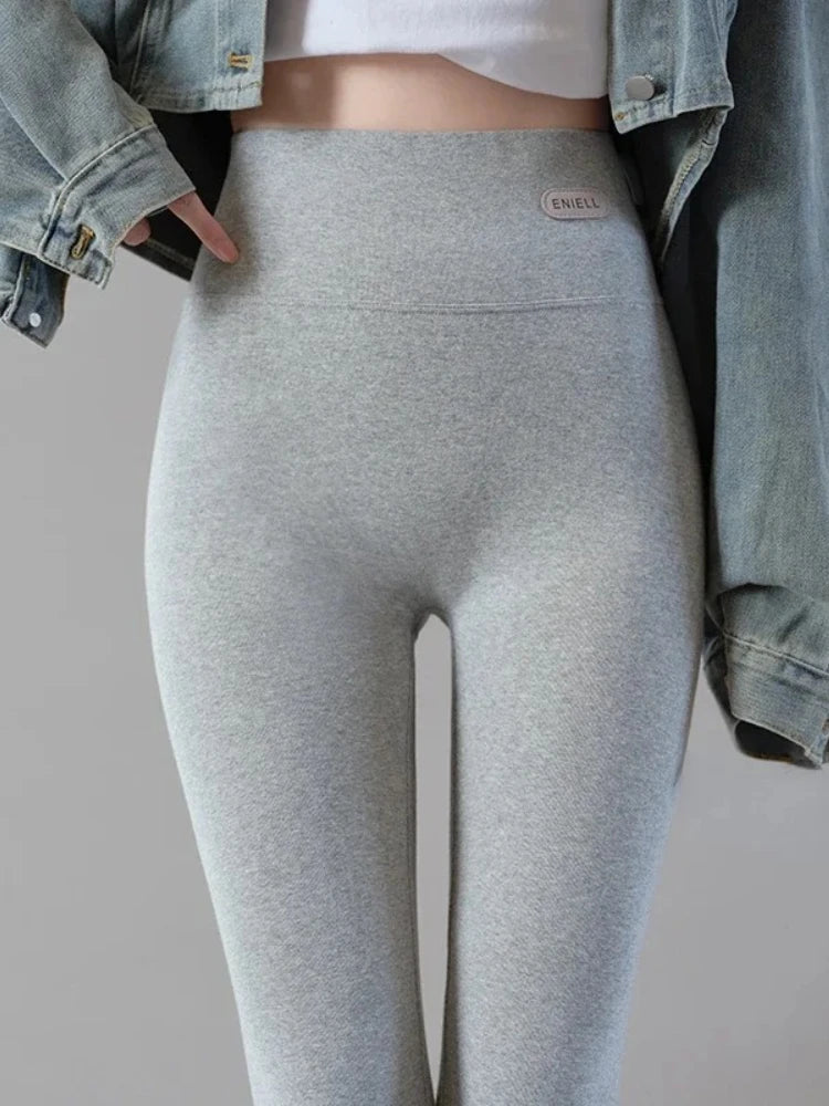Spring Autumn Women's Leggings Cotton Slimming Tights with Fleece Pant Black Stretch Gray Thick Warm Leggings for Women Clothing