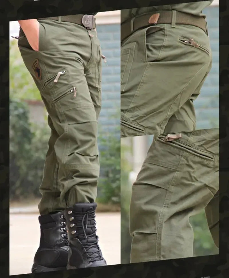 Men's Cargo Pants Outdoors Style Tactical Pants Male Camo Jogger Plus Size Cotton Many Pocket Men Camouflage Black Trousers