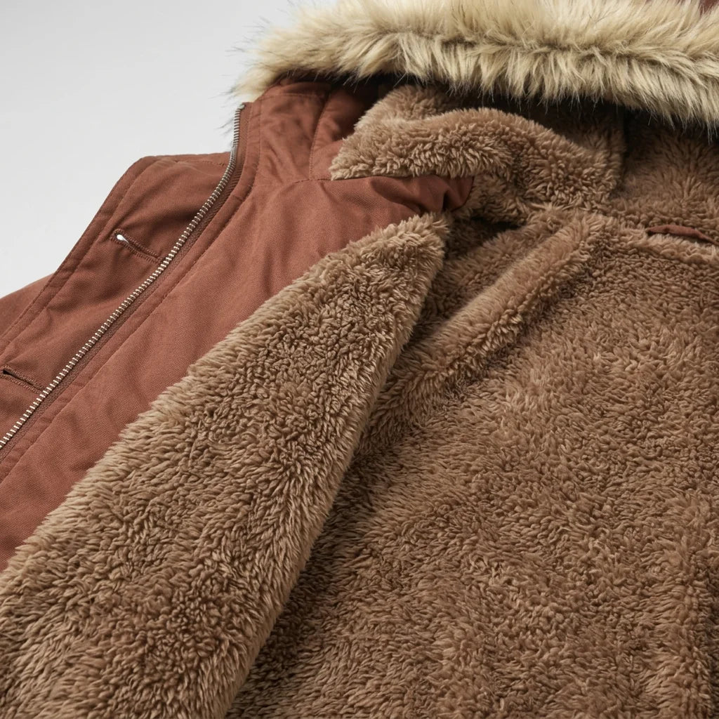 Women Winter Thick Fleece Lined Hooded Jacket Faux Fur Collar Zip Button Closure Solid Casual Warm Outerwear Pockets Female Coat