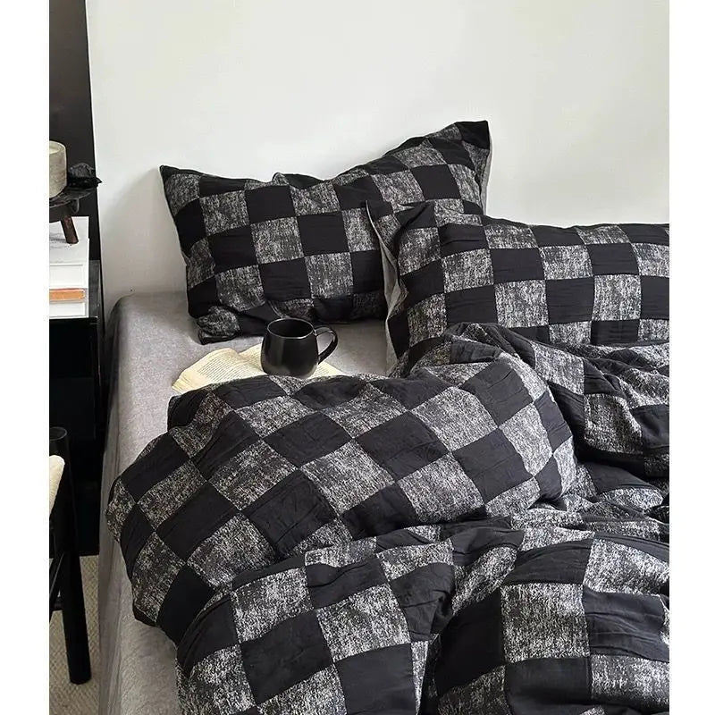 Bed Linen 2 Bedroom Four-piece Washed-cotton Bed Sheets Pillowcases Comforter Bedding Set Student Dormitory Three-piece Cover