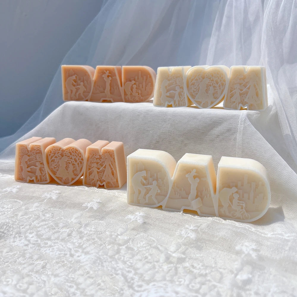 DAD MOM Candle Mold MAM Letter Soy Wax Silicone Mold Father's Day Gift Mother 's Day Home Decoration