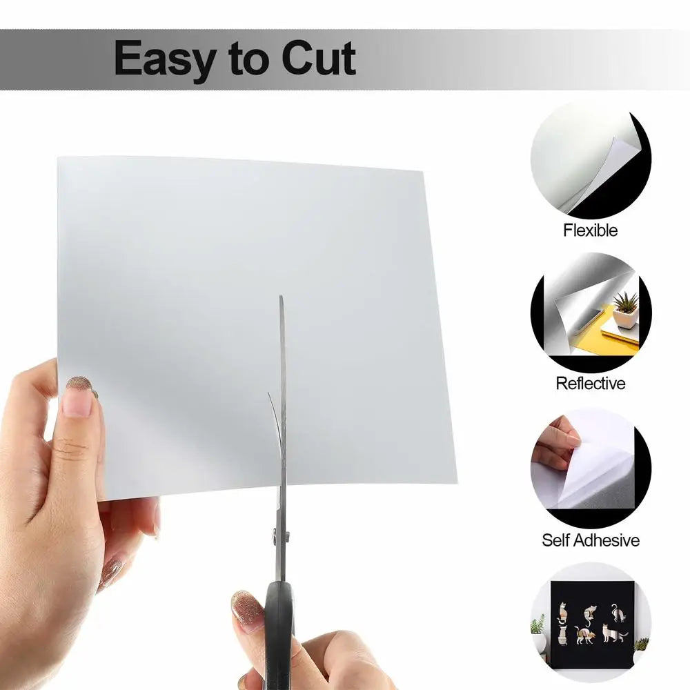 white flexible reflective self-adhesive acrylic mirror cutting paper for living room bedroom wall stickers ideal for home living room decoration