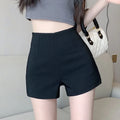 White shorts for women in summer, tight fit, high waist, slimming and anti glare, A-line hot pants for outerwear