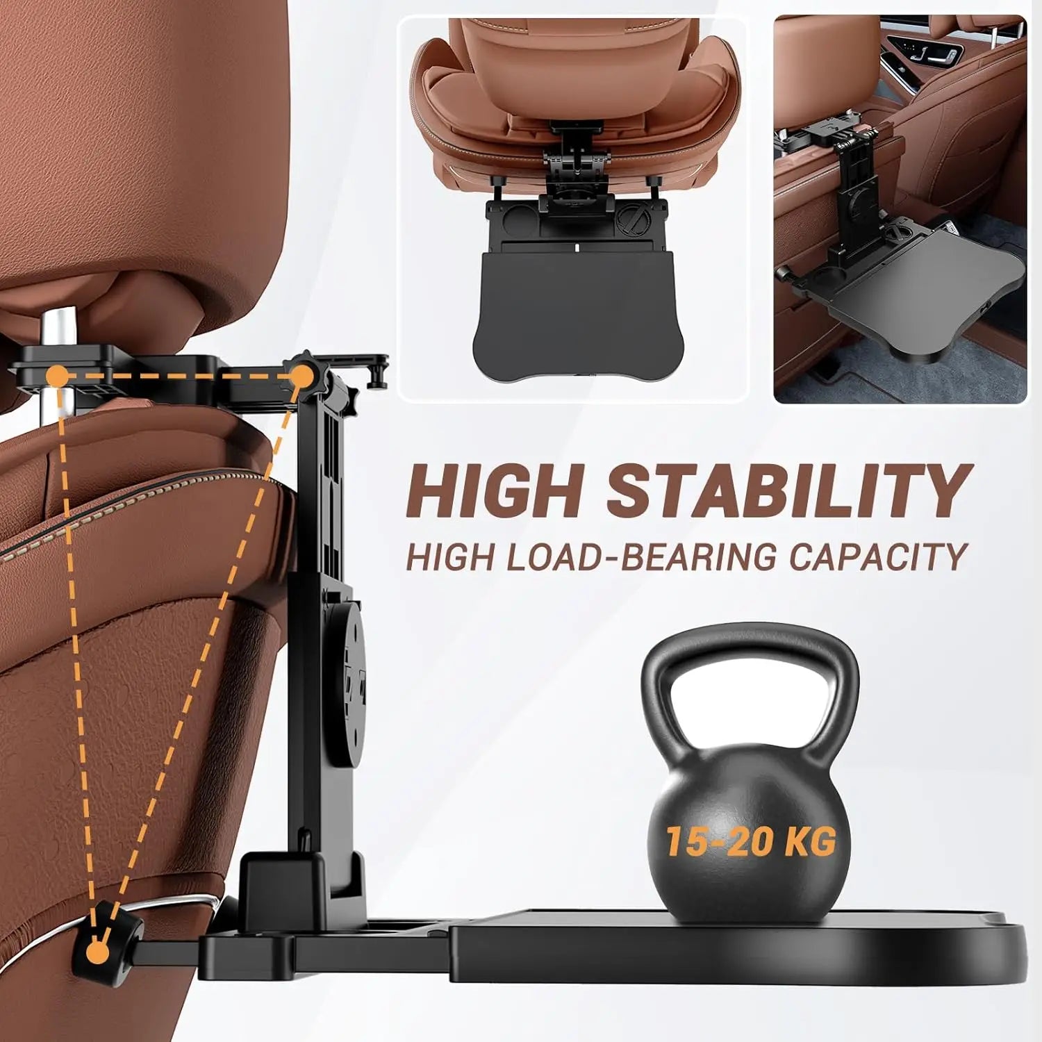 Foldable Car Headrest Back Seat Table High Load‑Bearing Rear Seat Laptop Food Tray Universal Car Interior Accessories
