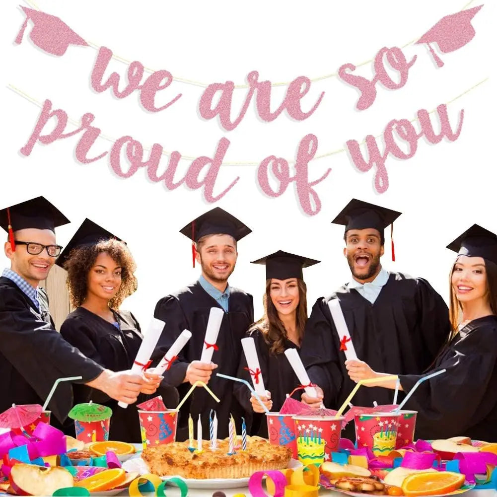 2026 Graduation Banners Glitter We are So Proud of You Graduation Banners Garland for Congratulation Graduations Party