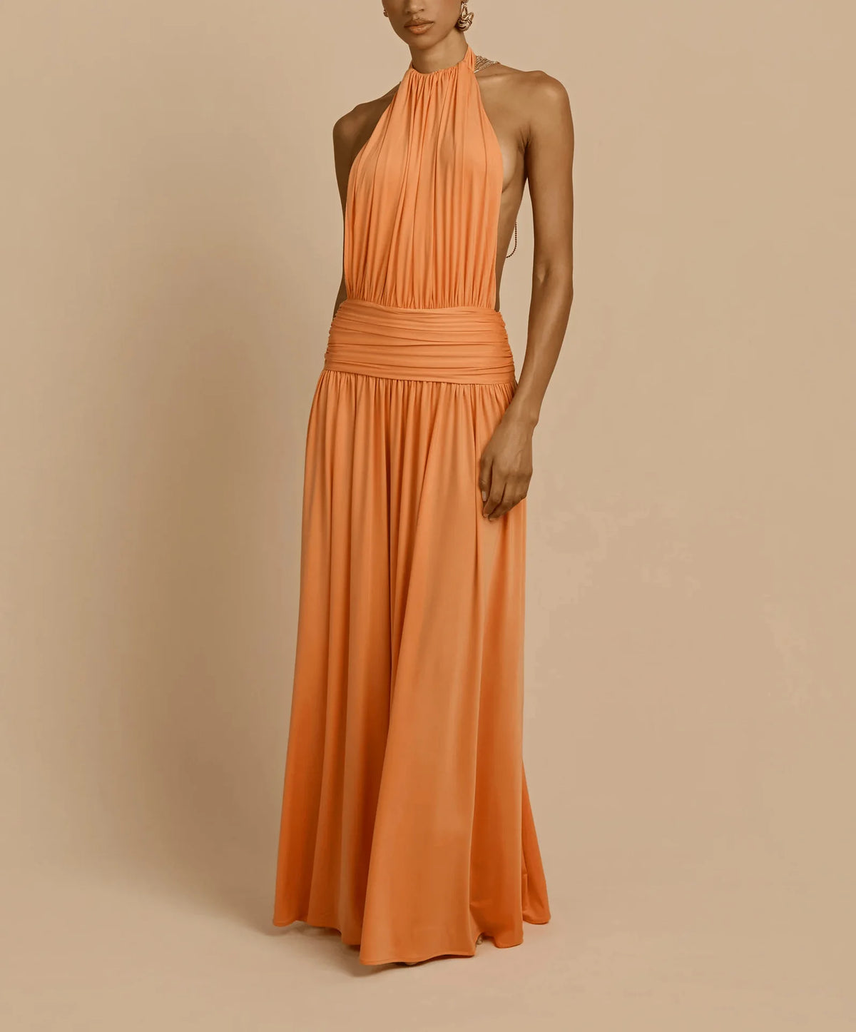 Dresses For Woman Party Wedding Evening Dress Vestidos Lady Temperament Elegant Sexy Pleated Neck Halter Sleeveless Banquet Chic