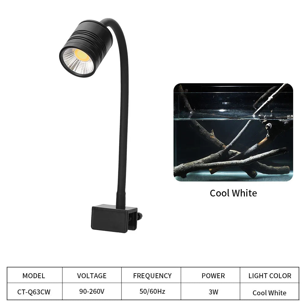 LED Spotlight Fish Tank Decorative Aquatic Lamp Aquarium Ornamental Fish Tank Clamped Downlight Rain Forest Tank