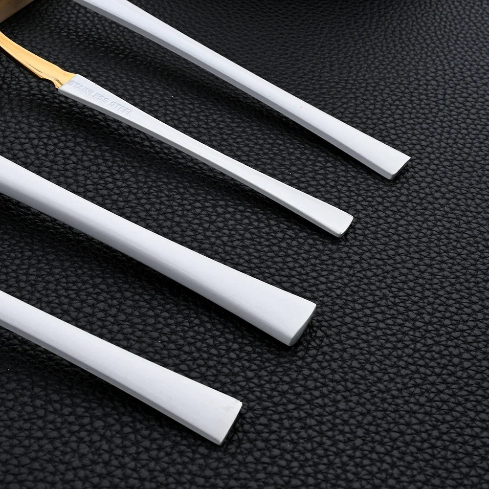 16pcs Dinnerware Set Stainless Steel Tableware Set Knife Fork Spoon Flatware Set Cutlery Set Knife Fork Spoon Tea Spoon