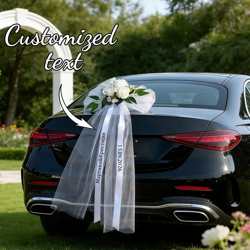 Custom Wedding Car Flowers Wedding Car Decoration Bridal Shower Personalized Car Couple Garland Wedding Custom Bows And Ribbons