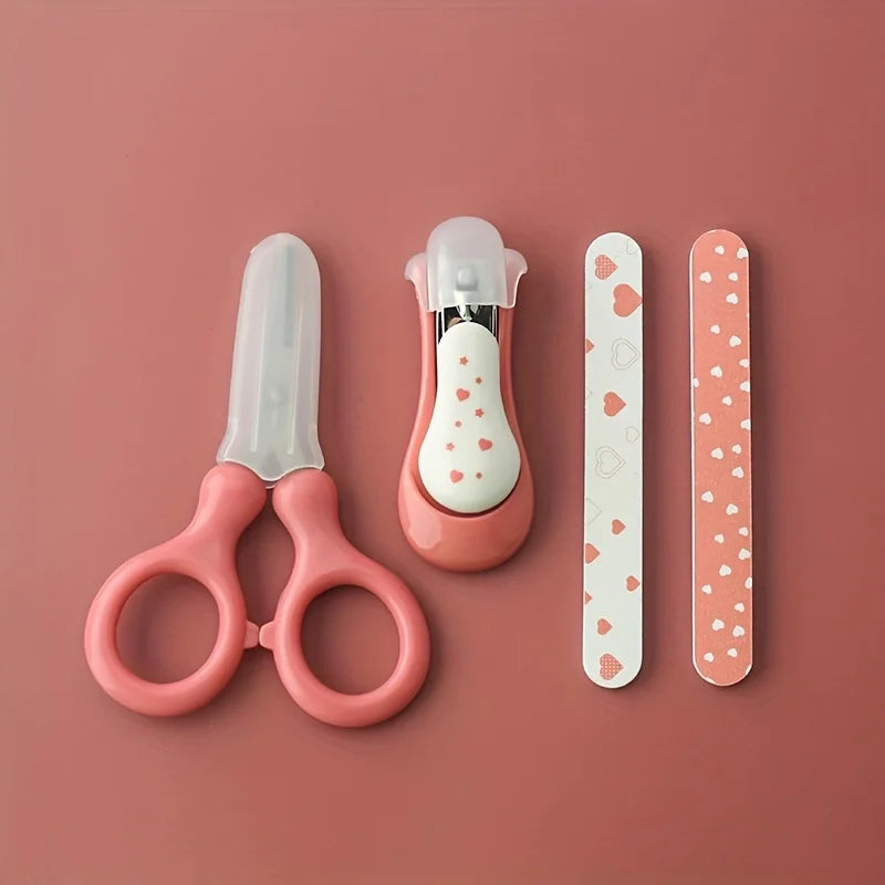 4 Pcs/Set Baby Care Set: Nail Clipper with Cover, Nail Files, Scissors