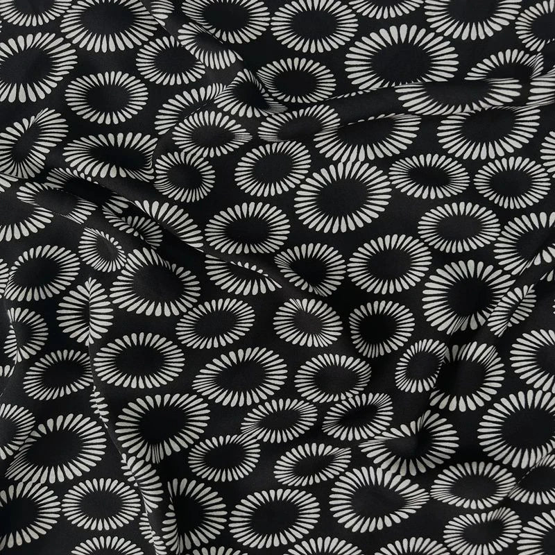 L100cm X W150cm Black Curtains Fabric Handmade Sewing Home Print Retro Summer Breathable Fashion DIY Craft Textile Art Material